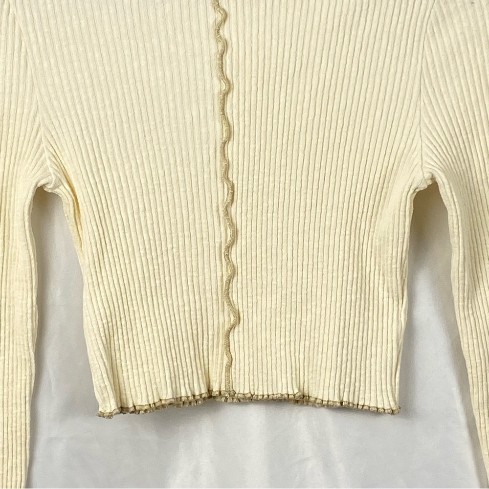 O’Neill Cream Ribbed Y2K Long Sleeve Cropped Top Size Small - Picture 8 of 16